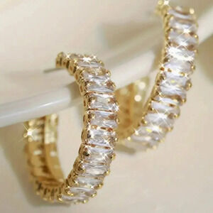 NWTs Gold or Silver Plated Rhinestone Hoop Earrings